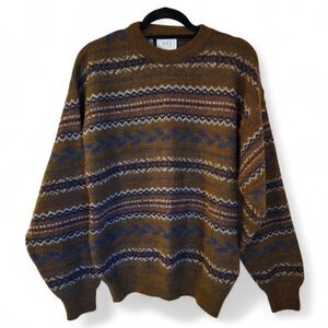 Cambio Italia Vintage Fair Isle Sweater Men's Large Made in Italy Wool Blend